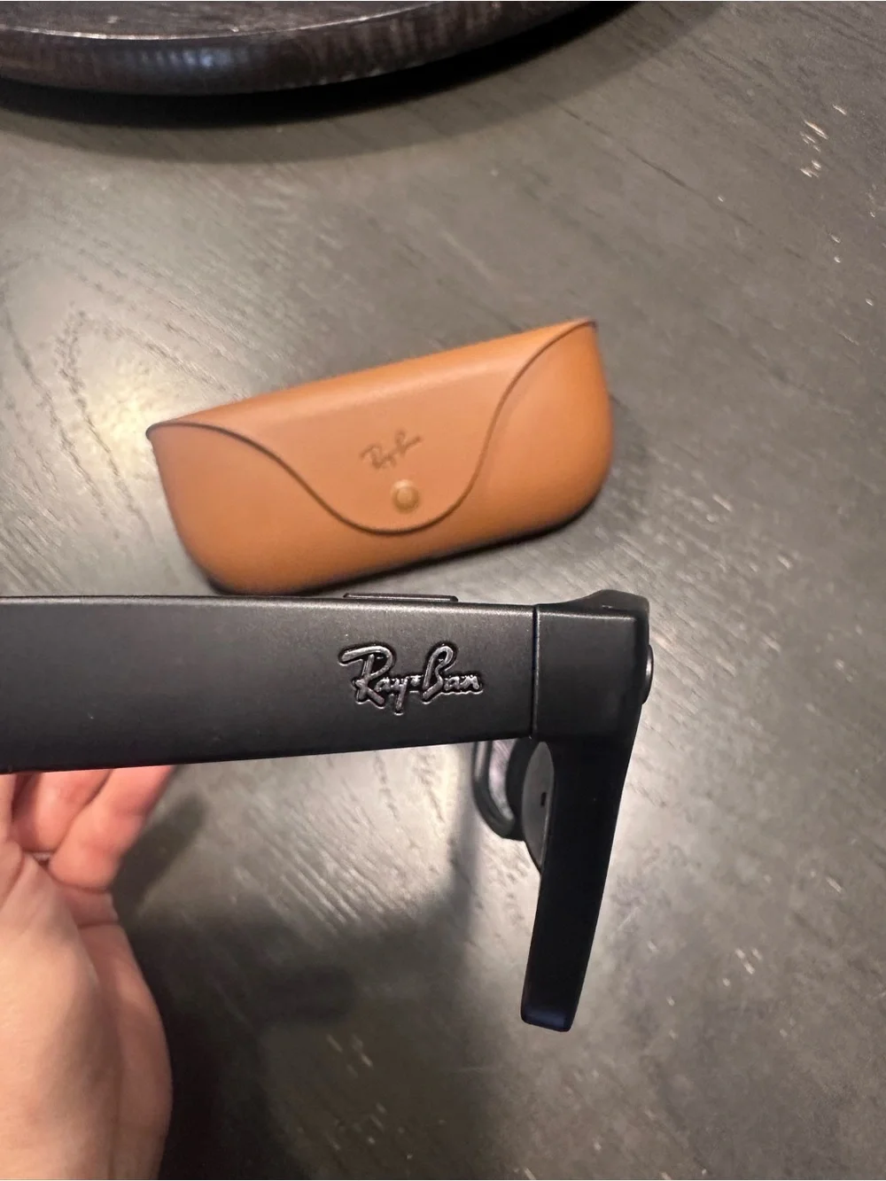 Ray-Ban Black Matte Sunglasses with Brown Case NEW!! never linked to a phone